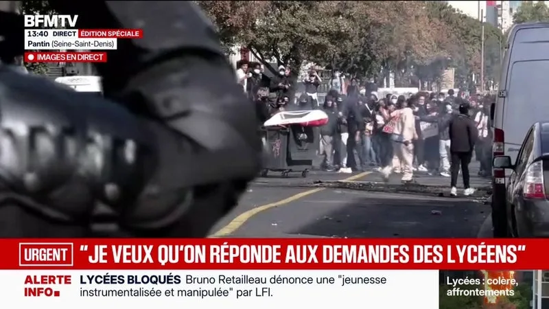 COLÈRE LYCÉENNE: LES FORCES DE L’ORDRE INTERVIENNENT POUR EMPÊCHER L’INSTALLATION D’UNE BARRICADE À PANTIN