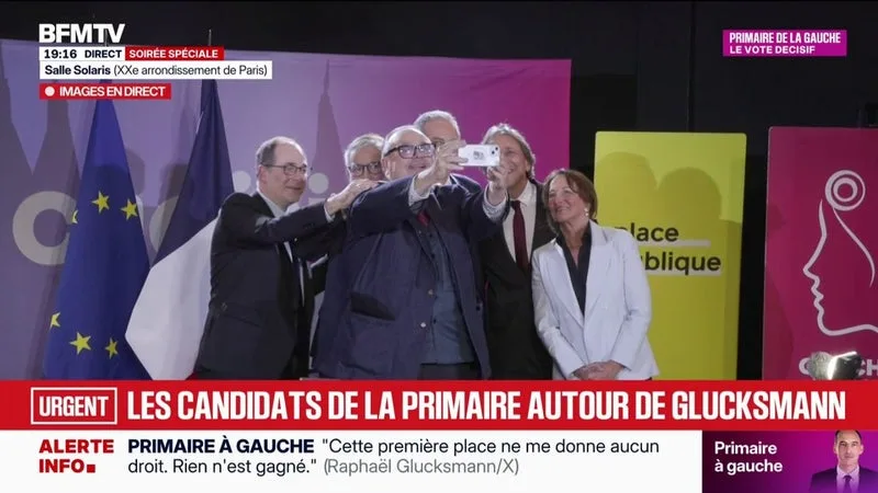 VICTOIRE DE RAPHAËL GLUCKSMANN À LA PRIMAIRE SOCIALE-DÉMOCRATE: LA « PHOTO DE FAMILLE » DES CANDIDATS AUTOUR DU CANDIDAT GAGNANT