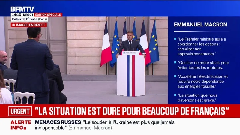 SITUATION INTERNATIONALE ET CRISE ET DES CARBURANTS: « LA SITUATION EST GRAVE (…) NOUS DEVONS ESSAYER DE TRAITER LES PROBLÈMES À LA RACINE », ASSURE EMMANUEL MACRON