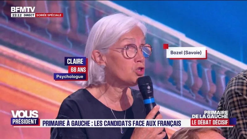 « JE SUIS DÉCOURAGÉE DE VOUS VOIR VOUS CHAMAILLER », LANCE CLAIRE, PSYCHOLOGUE DE 68 ANS QUI SE REVENDIQUE DE GAUCHE, AUX CANDIDATS DE LA PRIMAIRE SOCIALE-DÉMOCRATE