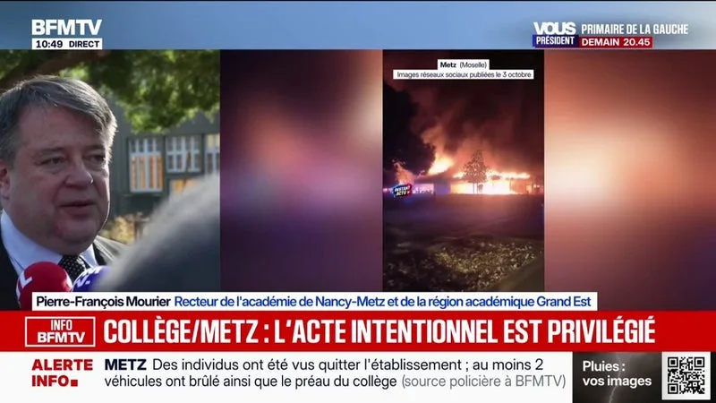INCENDIE AU COLLÈGE RABELAIS À METZ: LE RECTEUR DE L’ACADÉMIE NANCY-METZ ÉVOQUE DES ACTES « D’UNE GRANDE VIOLENCE »