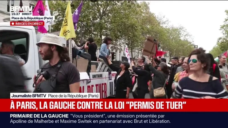 PLUSIEURS MILLIERS DE PERSONNES DÉFILENT À PARIS CONTRE LA LOI « RIPOST », PROPOSITION DE LOI SUR LA PRÉSOMPTION D’USAGE LÉGITIME DES ARMES PAR LES FORCES DE L’ORDRE, QUI REVIENT, SELON SES DÉTRACTEURS, À « UN PERMIS DE TUER »