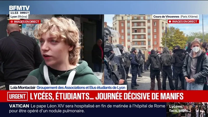 MANIFESTATION LYCÉENNE À LYON: « ON N’ARRÊTERA PAS TANT QUE L’ON N’AURA PAS DE MESURES CONCRÈTES DE LA PART DU GOUVERNEMENT », AFFIRME LOLA MONTACLAIR, MEMBRE DU GROUPEMENT DES ASSOCIATIONS ET ÉLUS ÉTUDIANTS DE LYON.