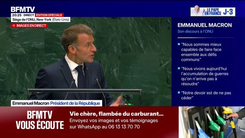 EMMANUEL MACRON À L’ONU: « NOUS DEVONS NOUS RÉENGAGER POUR TROUVER DES SOLUTIONS CONCRÈTES ET BÂTIR LA PAIX »