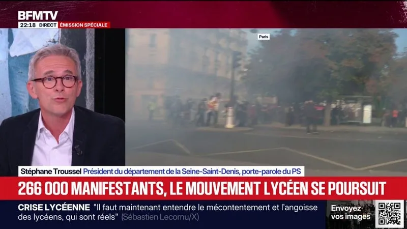 BLOCAGE, MOBILISATION LYCÉENNE: « CE QUI LES CARACTÉRISE, C’EST LA GRANDE ANGOISSE PAR RAPPORT À LEUR AVENIR », RACONTE STÉPHANE TROUSSEL, PRÉSIDENT DU DÉPARTEMENT DE LA SEINE-SAINT-DENIS