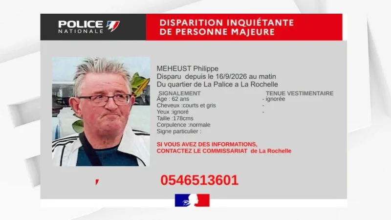 UN SEXAGÉNAIRE PORTÉ DISPARU À LA ROCHELLE DEPUIS 7 JOURS