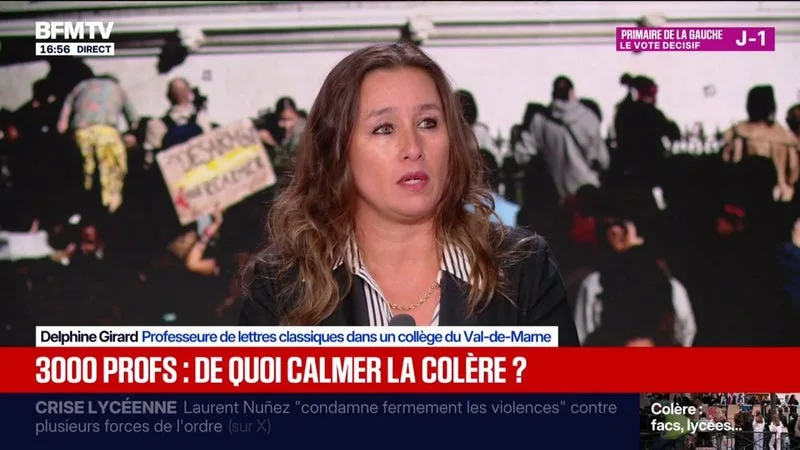 3.000 PROFESSEURS REMPLAÇANTS: « ON A BESOIN DE DAVANTAGE DE RECRUTEMENT, ON A BESOIN D’OUVRIR DES POSTES », ASSURE DELPHINE GIRARD, PROFESSEURE DE LETTRES CLASSIQUES DANS UN COLLÈGE DU VAL-DE-MARNE
