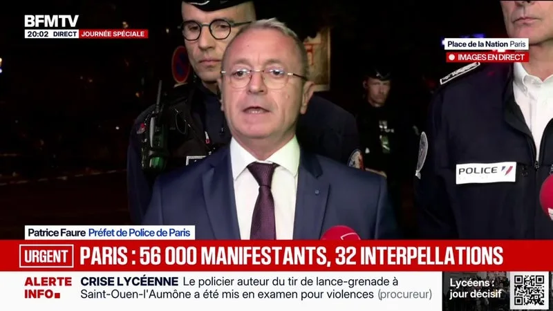 MOBILISATION LYCÉENNE À PARIS: « LES FORCES DE L’ORDRE ONT AGI AVEC PROPORTIONNALITÉ », DÉCLARE PATRICE FAURE, PRÉFET DE POLICE
