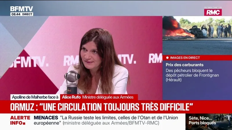 GUERRE AU MOYEN-ORIENT: « LA SITUATION DE BLOCAGE DANS LE DÉTROIT D’ORMUZ (…) EST TOUJOURS TRÈS DIFFICILE », SOULIGNE ALICE RUFO, MINISTRE DÉLÉGUÉE AUX ARMÉES
