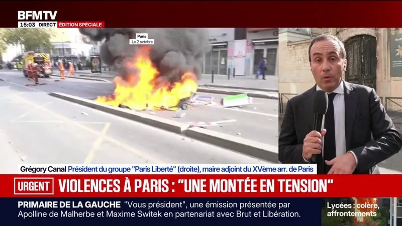 COLÈRE LYCÉENNE: LE MAIRE ADJOINT DU XVE ARRONDISSEMENT DE PARIS PARLE D’UNE « MONTÉE EN TENSION GRAVISSIME »