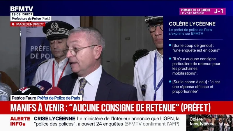MOBILISATION À VENIR: « IL N’Y A AUCUNE CONSIGNE PARTICULIÈRE DE RETENUE », ANNONCE LE PRÉFET DE POLICE DE PARIS, PATRICE FAURE