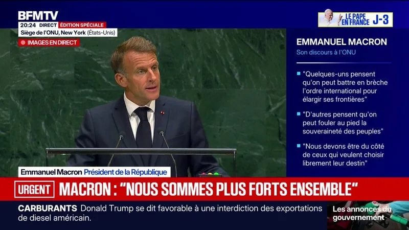 « LÀ OÙ LA LOI DU PLUS FORT TENTE DE S’IMPOSER, IL NOUS FAUT DÉFENDRE LA JUSTICE ET L’INTÉRÊT COMMUN », ESTIME EMMANUEL MACRON DEVANT L’ASSEMBLÉE GÉNÉRALE DE L’ONU