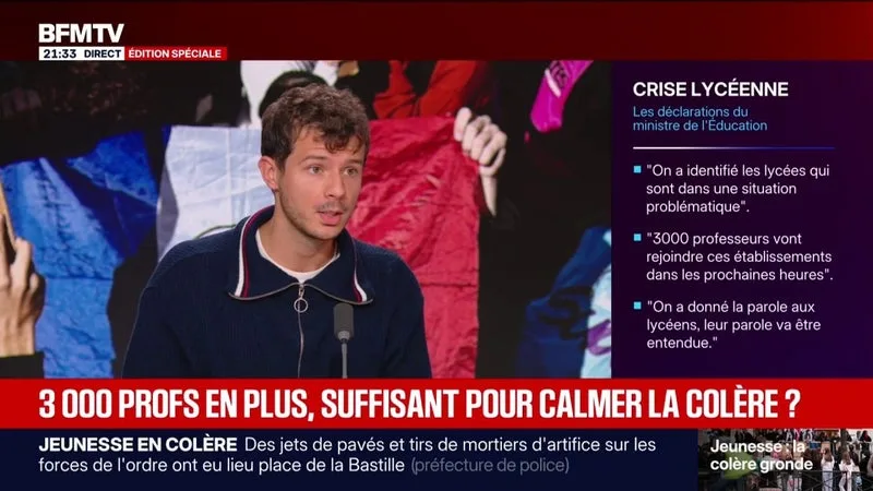 MOUVEMENT LYCÉEN: « LE GOUVERNEMENT N’A PAS ASSURÉ LA LIBERTÉ D’APPRENDRE », DÉNONCE BAPTISTE GILLI, DÉLÉGUÉ NATIONAL DE L’UNI