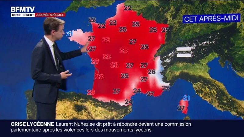 UNE JOURNÉE TRÈS ENSOLEILLÉE SUR LA PLUPART DE L’HEXAGONE, AVEC DES TEMPÉRATURES AU-DESSUS DES NORMALES DE SAISON