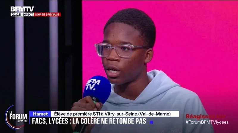 FORUM BFMTV – MOUVEMENT LYCÉEN: « VACANCES OU PAS J’IRAI, ET ÇA SERA ÇA TOUTES LES VACANCES », LANCE HAMET, ÉLÈVE DE PREMIÈRE À VITRY-SUR-SEINE