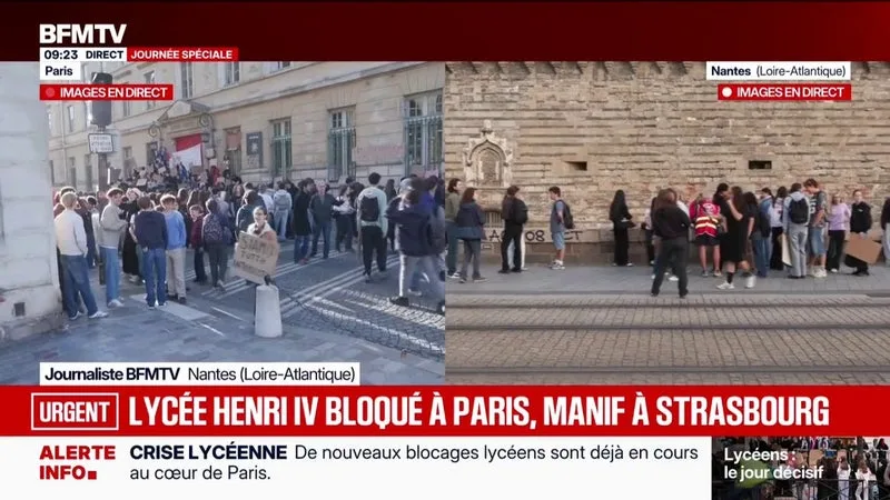 COLÈRE LYCÉENNE: RASSEMBLEMENT PRÈS DU MIROIR D’EAU À NANTES