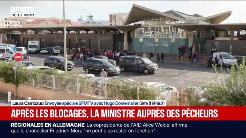 LA MINISTRE DE LA MER ET DE LA PÊCHE EN DÉPLACEMENT À SÈTE AUPRÈS DES PÊCHEURS APRÈS DES BLOCAGES DE PORTS