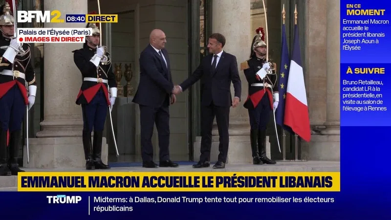 EMMANUEL MACRON ACCUEILLE LE PRÉSIDENT LIBANAIS JOSEPH AOUN À L’ÉLYSÉE