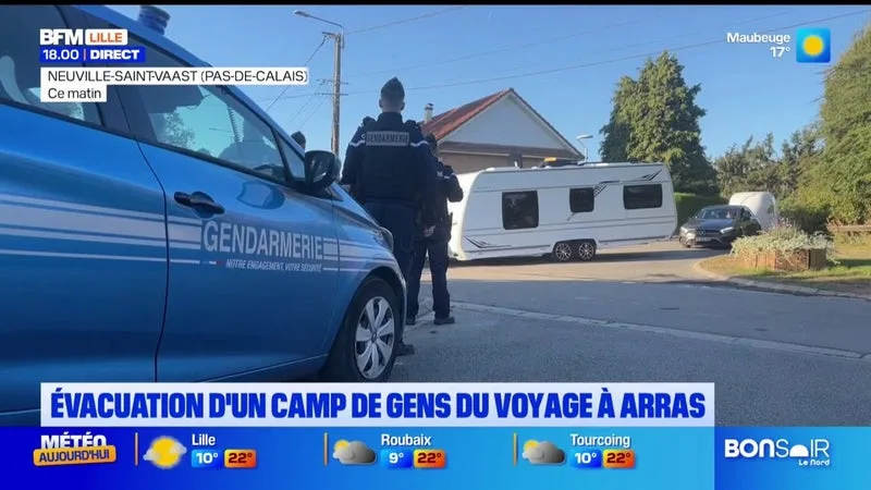 UN CAMP DE 200 CARAVANES DE GENS DU VOYAGE A ÉTÉ ÉVACUÉ À NEUVILLE-SAINT-VAAST