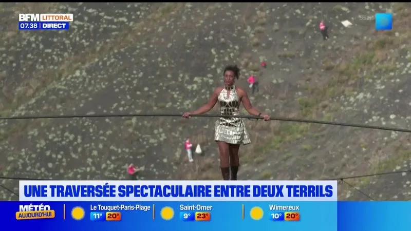 L’IMAGE DU WEEK-END : LA TRAVERSÉE D’UNE FUNAMBULE DANS LE BASSIN MINIER