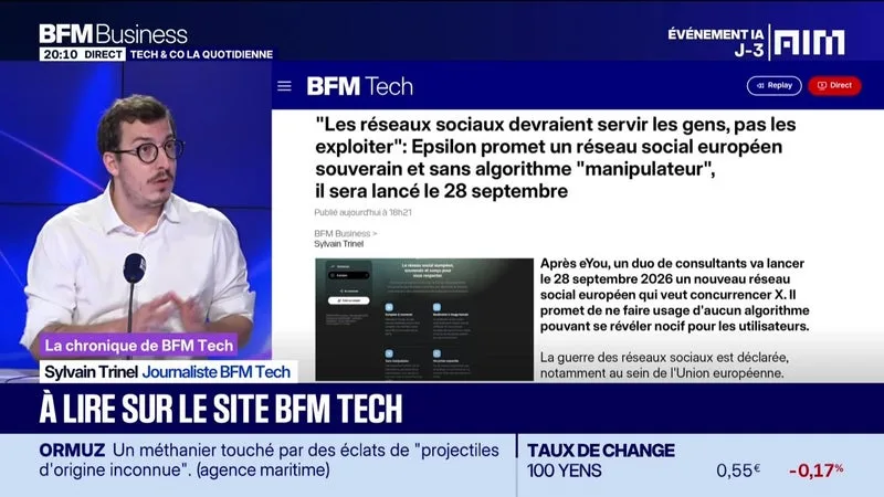 À LIRE SUR LE SITE TECH&CO : « LES RÉSEAUX SOCIAUX DEVRAIENT SERVIR LES GENS, PAS LES EXPLOITER » : EPSILON PROMET UN RÉSEAU SOCIAL EUROPÉEN SOUVERAIN ET SANS ALGORITHME « MANIPULATEUR, IL SERA LANCÉ LE 28 SEPTEMBRE, PAR SYLVAIN TRINEL – 21/09