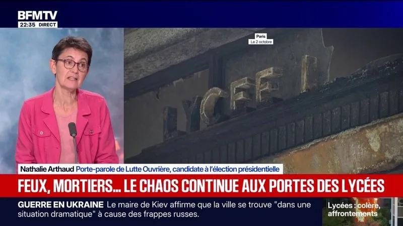 COLÈRE LYCÉENNE: « SI ON PARLE DE VIOLENCE, ON POSE LE PROBLÈME À L’ENVERS », ESTIME NATHALIE ARTHAUD, PORTE-PAROLE DE LUTTE OUVRIÈRE, CANDIDATE À L’ÉLECTION PRÉSIDENTIELLE