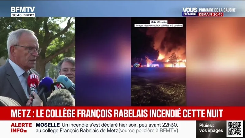 INCENDIE AU COLLÈGE RABELAIS À METZ: « L’OBJECTIF QUE J’AI FIXÉ C’EST QU’ON RÉOUVRE LUNDI MATIN », AFFIRME LE PRÉSIDENT DU CONSEIL DÉPARTEMENTAL DE LA MOSELLE