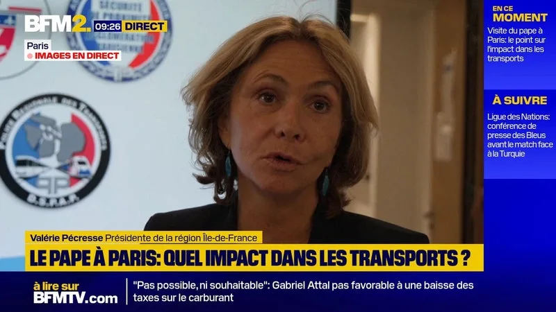 LE PAPE À PARIS: « ON VA AUGMENTER L’OFFRE DES TRANSPORTS DE 10% », ANNONCE VALÉRIE PÉCRESSE