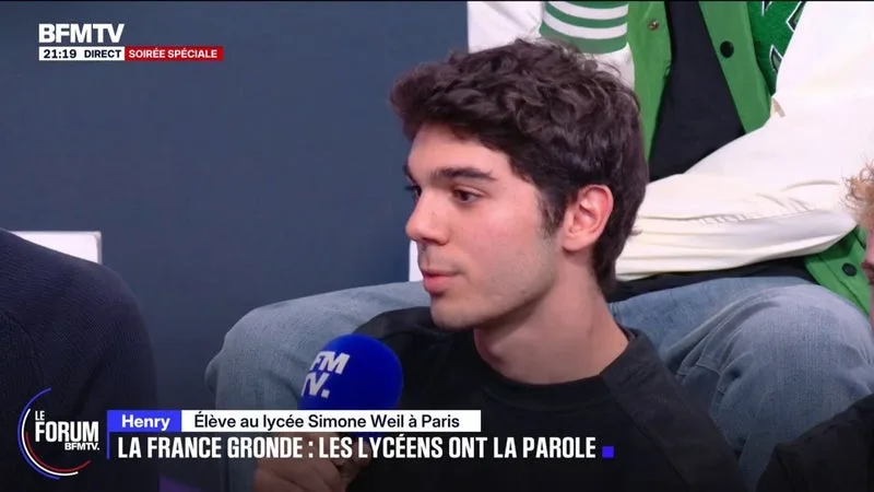 FORUM BFMTV – MOUVEMENT LYCÉEN: « J’AURAIS ADORÉ ENTENDRE SÉBASTIEN LECORNU PARLER DES VÉRITABLES PROBLÈMES DES LYCÉENS », DÉNONCE HENRY, ÉLÈVE AU LYCÉE SIMONE WEIL À PARIS