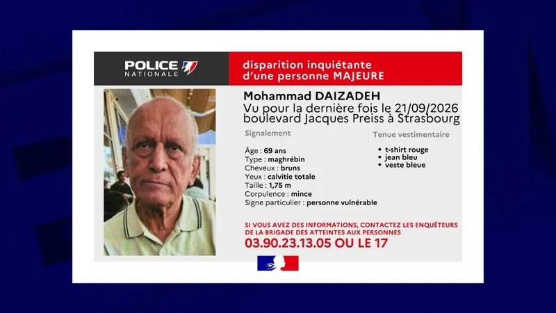UN APPEL À TÉMOINS LANCÉ POUR RETROUVER « UNE PERSONNE VULNÉRABLE » DE 69 ANS DISPARUE À STRASBOURG