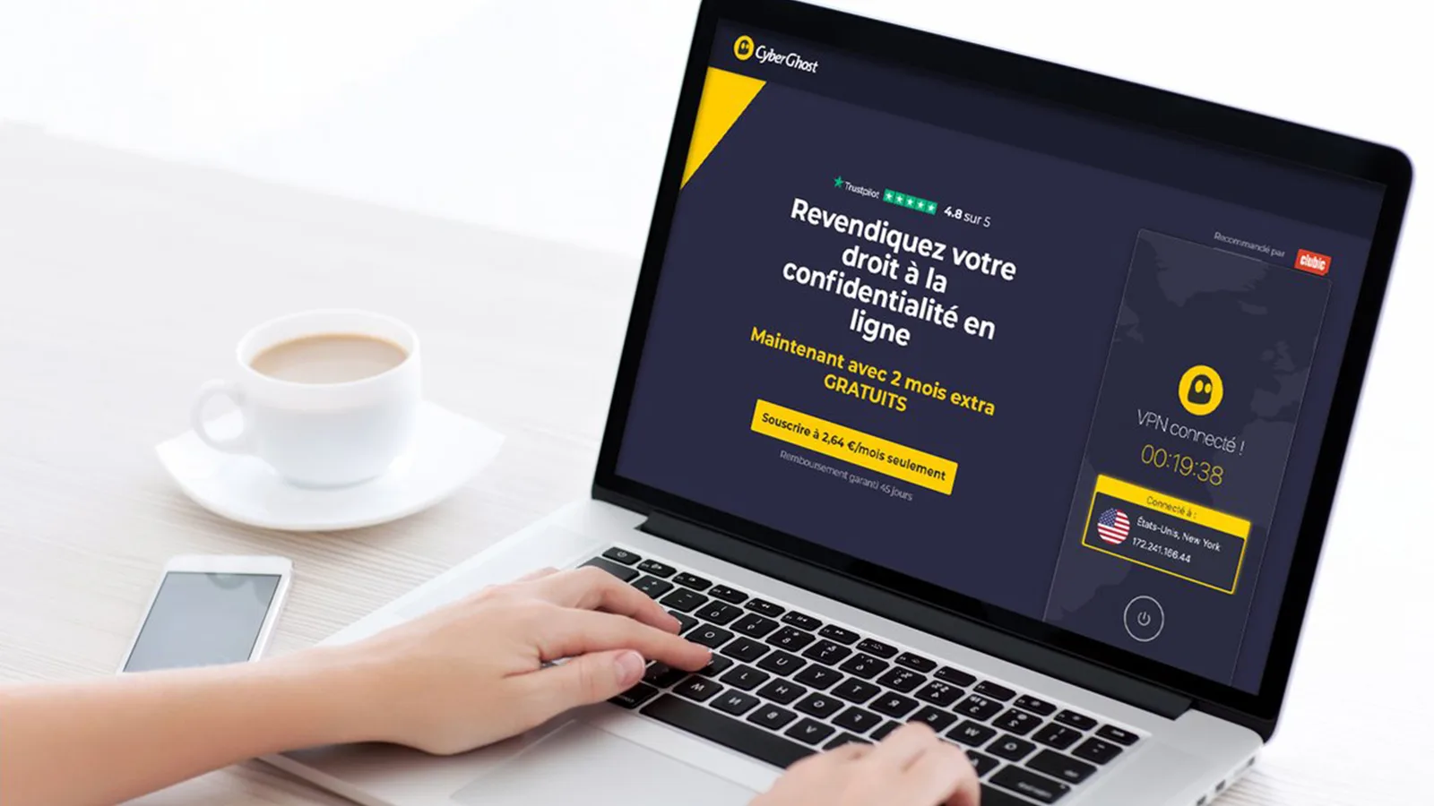 CYBERGHOST À 1,99 € PAR MOIS : LE VPN N°1 CHUTE AU PRIX D’UN CAFÉ