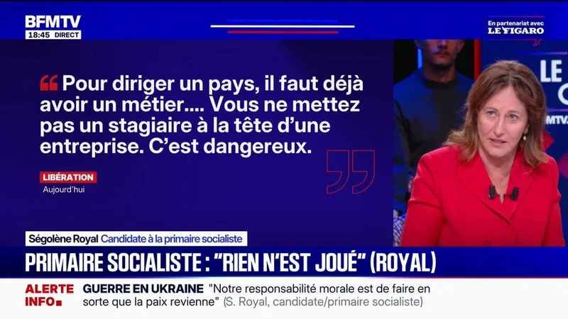 « IL EST STAGIAIRE EN POLITIQUE »: SÉGOLÈNE ROYAL, CANDIDATE À LA PRIMAIRE SOCIALISTE, S’EXPRIME SUR RAPHAËL GLUCKSMANN, UN DE SES CONCURRENTS À LA PRIMAIRE SOCIALISTE