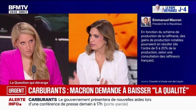 CARBURANTS: EMMANUEL MACRON DEMANDE À URSULA VON DER LEYEN DES ASSOUPLISSEMENTS SUR LA RÉGLEMENTATION EUROPÉENNE POUR FAIRE BAISSER LES PRIX