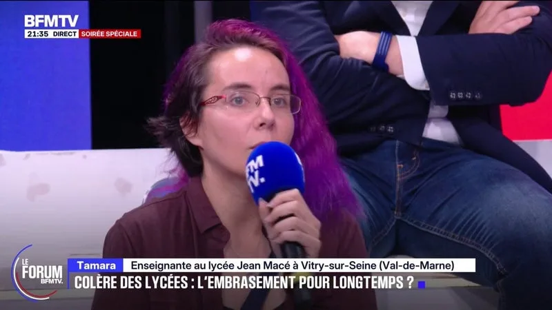 FORUM BFMTV – « ON EST FIERS D’EUX, ILS NOUS APPORTENT UNE FORCE ET UNE ÉNERGIE QU’ON AVAIT PLUS », SE FÉLICITE TAMARA, ENSEIGNANTE, À PROPOS DE LA MOBILISATION LYCÉENNE