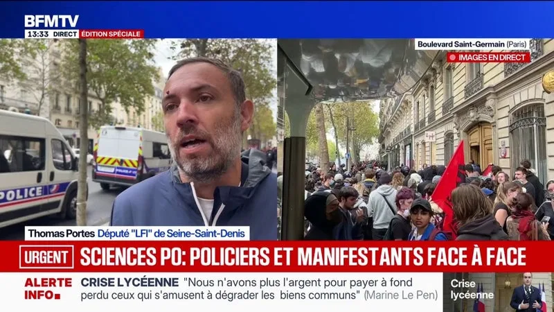 BLOCAGE À SCIENCES PO: THOMAS PORTES, DÉPUTÉ LFI, DÉNONCE « UNE INTERVENTION DISPROPORTIONNÉE DE LA POLICE »