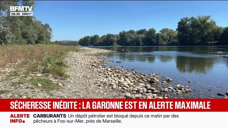 LE NIVEAU DE LA GARONNE ATTEINT UN SEUIL D’ALERTE RENFORCÉ EN RAISON DES FORTES CHALEURS ET DU MANQUE DE PLUIE