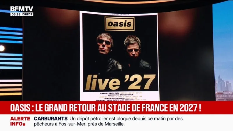 OASIS OFFICIALISE SA TOURNÉE ET DEUX CONCERTS AU STADE DE FRANCE EN 2027