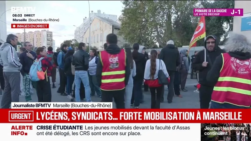 BLOCAGE DES LYCÉES: FORTE MOBILISATION DANS LE CALME À MARSEILLE