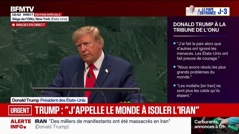 ASSEMBLÉE GÉNÉRALE DES NATIONS UNIES: DONAL TRUMP APPELLE « TOUTES LES NATIONS DU MONDE À ISOLER L’IRAN »