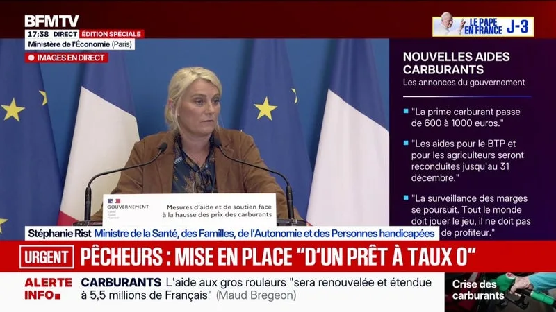 AIDES SUR LES PRIX DES CARBURANTS: STÉPHANIE RIST, MINISTRE DE LA SANTÉ, ANNONCE LA CRÉATION D’UN « BONUS TERRITOIRE RURALITÉ DE 80 EUROS » POUR LES INFIRMIÈRES LIBÉRALES