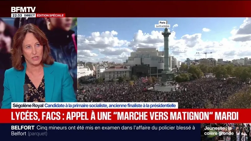 MAINTIEN DE L’ORDRE DANS LES MANIFESTATIONS LYCÉENNES: « ON EST DANS UN DÉBUT DE BARBARIE », AFFIRME SÉGOLÈNE ROYAL, CANDIDATE À LA PRIMAIRE SOCIALE-DÉMOCRATE