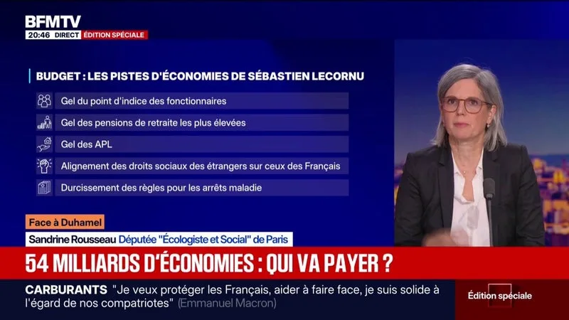 54 MILLIARDS D’ÉCONOMIES: « ON TAPE TOUJOURS SUR LES MÊMES », DÉNONCE SANDRINE ROUSSEAU, DÉPUTÉE ÉCOLOGISTE ET SOCIAL