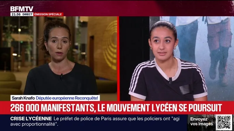 BLOCAGE DES LYCÉES: « C’EST LE RÉSULTAT DE LA POLITIQUE QUI A ÉTÉ MENÉE DEPUIS DES ANNÉES », RÉPOND SOFIA TIZAOUI, ANCIENNE PRÉSIDENTE DE L’UNION SYNDICALE LYCÉENNE, À SARAH KNAFO (RECONQUÊTE)
